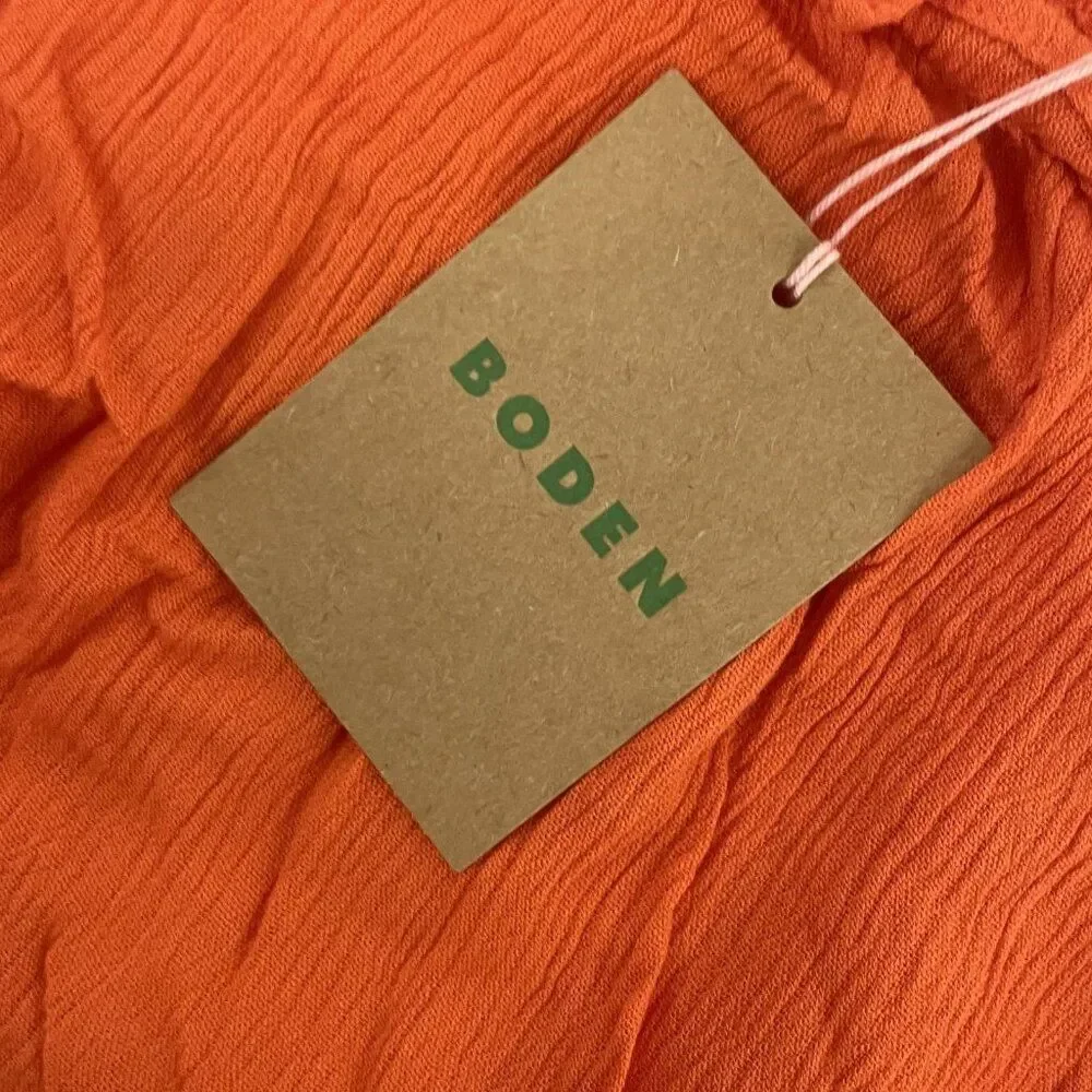 Boden Womens A-Line Skirt UK10P US 6P Orange Midi Tiered Smocked Waist R0393 NWT - Picture 5 of 10